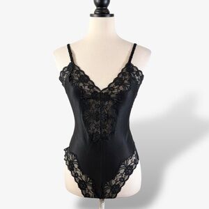 Vintage Guy Laroche Black Lace Teddy Bodysuit Size S Lingerie Union Made Cabaret